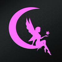 Fairy Moon Silhouette Vinyl Decal Sticker | Car Truck Wall Computer Laptop Phone | Pink | 5 X 5.5 in | KCD272P