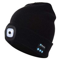 AlexGT 2 in 1 LED Flashlight Beanie Wireless Bluetooth Musical Hat Hands Free Rechargeable Headlamp Cap Built in Mic for Winter Outdoor Sports
