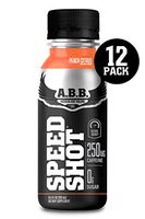 American Body Building (ABB) Speed Shot, Caffeine Shake, Pre-Workout, Intense Energy Shot with Zero Sugar, Peach Citrus Flavored Ready to Drink 8.5 oz Bottles, 12 Count
