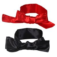 YZPM 2Pcs Satin Blindfold Sex Eye Mask Band Blinder Sleeping Masks Costume for Adults Couples Lovers (Black and Red)