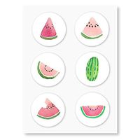 Watercolor Watermelon Stickers, Round Envelope Seals, Party Favor Labels, Cupcake Toppers, Summer Birthday Party Decoration, by Once Upon Supplies, 1.5 Inches, 30 Stickers