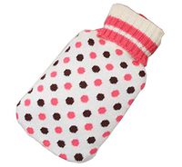 Safe PVC Little Hot Water Bottle with Knitted Cover Keep Warm/Warm Hands Hot Therapies 0.85 Litre(Pink)