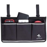 Wheelchair Side Bag - Arm Rest Pouch - Wheel Chair Accessories Organizers - Fits Walkers, Rollators, Scooters (Black)