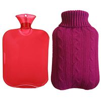 YAKEFJ Classic Rubber Transparent Hot Water Bottle 2 Liter with Knit Cover