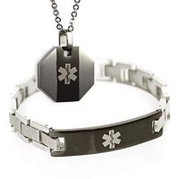 My Identity Doctor - Men's Custom Engraved Medical Alert Bracelet and Alert Necklace - Stainless Steel, 8.25 Inches