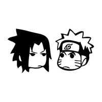 leononlinebox Ninja Naruto Sasuke Stare Contest - Vinyl Decal [12cm Black] Sticker for Car, iPad, Laptop, Helmet