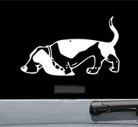 JS Artworks Cute Basset Hound Vinyl Decal Sticker (White)