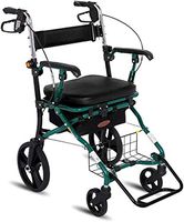 Standard Walkers Walking Aid Walking Stick Elderly with Basket-Type Pedal Seat, Adjustable Folding Four-Legged Portable Scooter Walking Frames