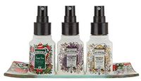 Poo-Pourri Holiday Gift Set (3) 1.4 oz. Bathroom Deodorizers with Holiday-themed Glass tray