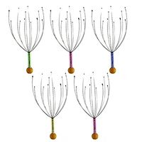 ROSENICE Scalp Massager 5pcs Hand Held Therapeutic Head Scratcher Steel Wire Head Massager with Wooden Handle for Home Spa Relief and Relaxation