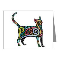 Note Card Flourished Kitten Kitty Cat