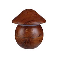 E-Scenery Mini Ultrasonic Essential Oil Diffuser, Mushroom 250ml Cool Mist Humidifier for Home Office Baby, LED Night Light & Whisper-Quiet Operation & Fan & Wood Grain (Brown)