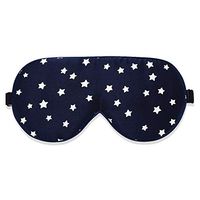 Alaska Bear Natural Silk Sleep Mask Keeping Moist for Chronic Dry Eyes (Navyblue Stars)