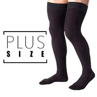 XXXL Plus Size Absolute Support Compression Stockings for Men - Thigh High with Grip Top - Graduated Glute & Quad Support 20-30mmHg - Extra Wide Calf Sized - Ribbed Opaque Black, Size 3XL - A2017BL6