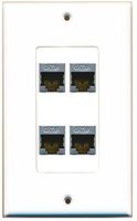 RiteAV - (1 Gang Decorative 4 Port Cat6a Ethernet Wall Plate White