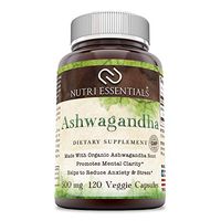 Nutri Essentials Ashwagandha - 500 Mg, 120 Veggie Capsules - Made with Organic Ashwagandha - Promotes Mental Clarity - Helps to Reduce Anxiety & Stress