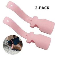 Lazy Shoe Helper, Shoe Horn Plastic Handhold Portable Shoe Lifting Helper Sock Slider for Elderly Pregnancy Disabled Fits All Shoes All Age (2-Pack, Pink)