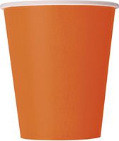 Unique Industries, Disposable Paper Cups, Party Supplies - Orange, 9oz, Pack of 14