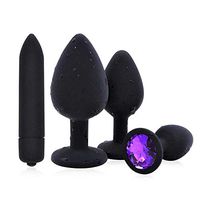 Silicone Massager ÁnÁles Trainer Kit Butt Pugs for Beginner Set (Pink) (Black1)