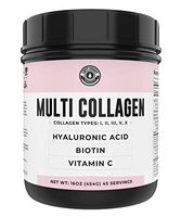 Collagen with Biotin, Hyaluronic Acid, Vitamin C (1 lb Powder) | Hydrolyzed Multi Collagen Peptide Protein (Types I, II, III, V, X). Collagen for Hair, Skin, Nails. Collagen Supplement for Women, Men
