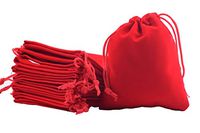 Sansam 20pcs Red Velvet Drawstrings Gfit Bags Jewelry Pouches for Wedding Favors, Candy Bags, Party Favors, 5.2x7.2''