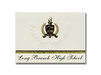 Signature Announcements Long Branch High School (Long Branch, NJ) Graduation Announcements, Presidential style, Basic package of 25 with Gold & Black Metallic Foil seal