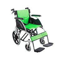 Transport Wheelchair Wheelchair Sponge Cushion Small Wheel Chair Foldable Aluminum Alloy WheelchairDisability Scooter Wheelchair Ramp Safety Brake Wheelchair Loading 100kg Attendant Wheelchairs