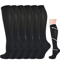 6 Pairs Compression Socks for Men&Women(20-30mmHg)- Best for Running,Travel,Athletic,Varicose Veins,Football (Black, Large/X-Large)