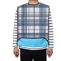 Adult Bibs, Reusable Clothing Protector, Washable Waterproof Dining Eating Bib for The Eldly Elderly Senior Men and Women (Blue Plaid)