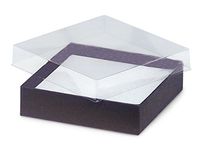 Pack of 100, 3.5 x 3.5 x 1" Clear Lid Boxes w/Chocolate Bases Perfect for Greeting Cards, Stationery, Packaged Gourmet Products & Bath & Body