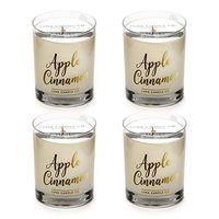 LUNA CANDLE CO. Apple Cinnamon Soy Jar Candle, 11oz. Clear Glass, up to 110 Hours of Burn Time, Single Wick, Fall Scent, Aromatic Baked Green Apple, Handcrafted in The USA (4 Pack)