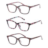 KoKoBin Stylish Reading Glasses for Women Men 3 Pair Fashion Readers with Spring Hinge Colorful Pattern Design Ultra Thin Magnifying Glasses