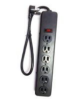 AVBcable LTS-6E 6 Outlet Metal Power Stripwith Right Angle Plug Black