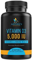 Vitamin D3 5,000 IU Supplement - High Potency to Support Healthy Bones, Immune System, Muscles, Joint Comfort, Calcium Absorption - Made in USA - Non-GMO, Gluten Free - 60 Softgels