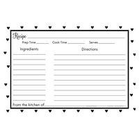 Recipe Cards Traditional Index 4 x 6 Double Sided Black White Hearts Retro Vintage Style Kitchen Gifts Stocking Stuffer Mothers Day Christmas Birthday Bridal Shower Wedding Birthday (24 Count)