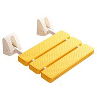 LLF Bath Wall Mounted Folding Up Drop-Leaf Shower Seat Chair Foldable Bathroom Bench Mobility Aid Stool for Home Sauna Room Use (Color : Yellow)
