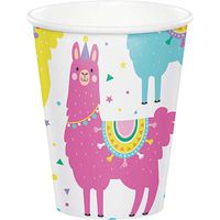 Club Pack Llama Party Birthday Printed 9oz Paper Cups, Box of 96