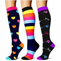 Compression Socks,(3 Pairs) Compression Sock for Women & Men - Best for Running, Athletic Sports, Crossfit, Flight Travel(Multti-colors10-S/M)