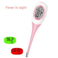 Oral Basal Thermometer, Best LED Digital Thermometer for Babies Adults Kids, Waterproof, Axillary and Soft Head, Pink