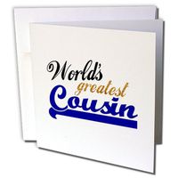 3dRose Worlds Greatest Boy Cousin Best Family Relative Blue Text for Male Relations Cousin Brother Greeting Cards, Set of 6 (gc_151293_1)