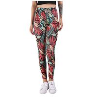Womens Printed Yoga Pants Soft Milk Silk Workout Leggings Athletic High Waist Yoga Pants Lightweight Yoga Leggings (Green, L)