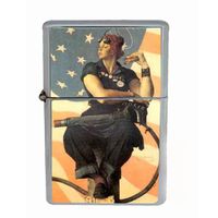 Rosie The Riveter Norman Rockwell Wind Proof Dual Torch Refillable Lighter D-171