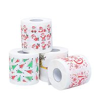 InKach Christmas Soft Toilet Paper | 4 Rolls Funny Xmas Natural Tissue Paper 3-Tier Happy New Year Santa Claus Bathroom Decoration (Multicolor, Pack of 4 Christmas Soft Toilet Paper)