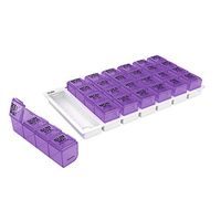 Ezy Dose Travel (7-Day) Pill, Medicine, Vitamin Organizer Box | Weekly, 4 Times a Day, AM PM | Large Removable Compartments | Colored Lids