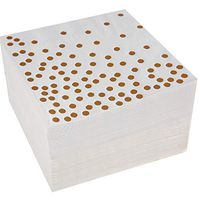 Cocktail paper Napkins hot stamped silver polka dot napkins, 3 ply, 9.8 inch x 9.8 inch, 2 pack of 50 count white color paper napkin(total 100pcs) by nursetree (gold)