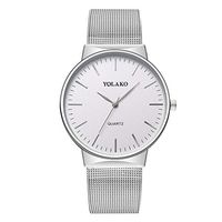 Men's Watches,Fxbar Nylon Strap Large Face Analog Wrist Watch Brand Luxury Business Wristwatch Dress Watch(Silver)