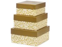 FLORENTINE TAPESTRY GOLD Nested BoxLARGE 3 Piece Square Gift Boxes (3 unit, 1 pack per unit.) by Nas