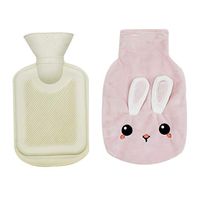 RARITY-US Hot Water Bottle,Classic Rubber Transparent Hot Water Bag with Cute Cartoon Plush Fleece Cover,500ml