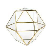 WGV Geometric Planter Terrarium, Width 7.5" Height 6" Clear Glass Gold Frame DIY Succulent air Plant Miniature Fairy Garden Windowsill Tabletop Decor, Globe 1 Piece