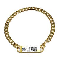 Pre-Engraved Gold Plated Curb Link"No MRI" Medical ID Bracelets for Women